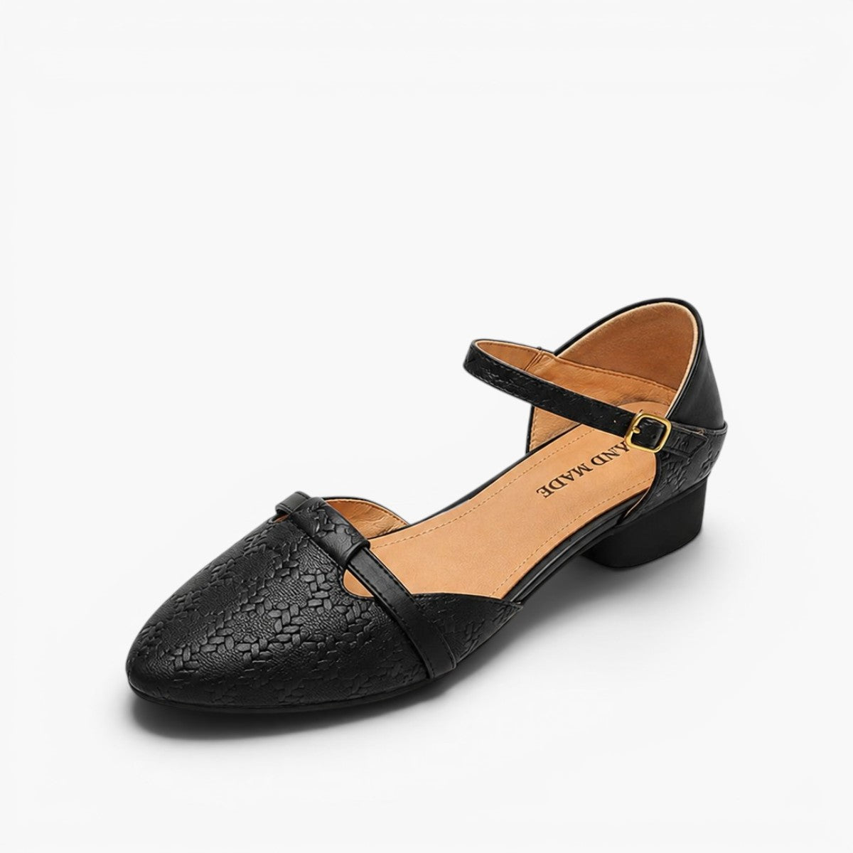 Elara Woven Leather Mary-Janes