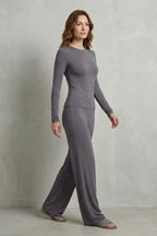 Sleek Simplicity Pure Color Wide-Leg Pants Suit