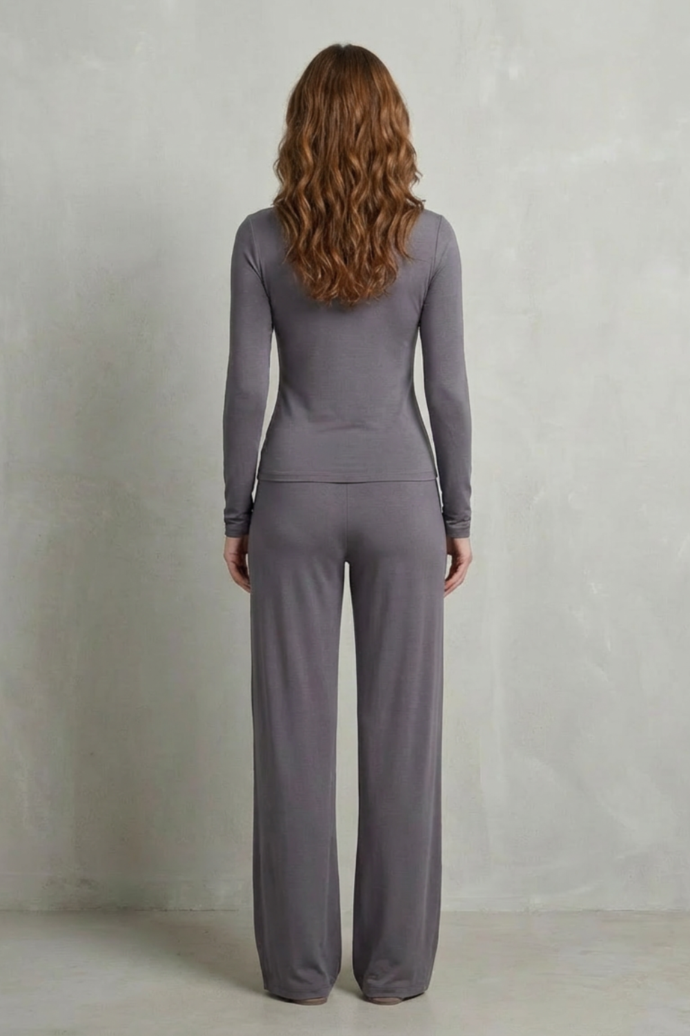 Sleek Simplicity Pure Color Wide-Leg Pants Suit