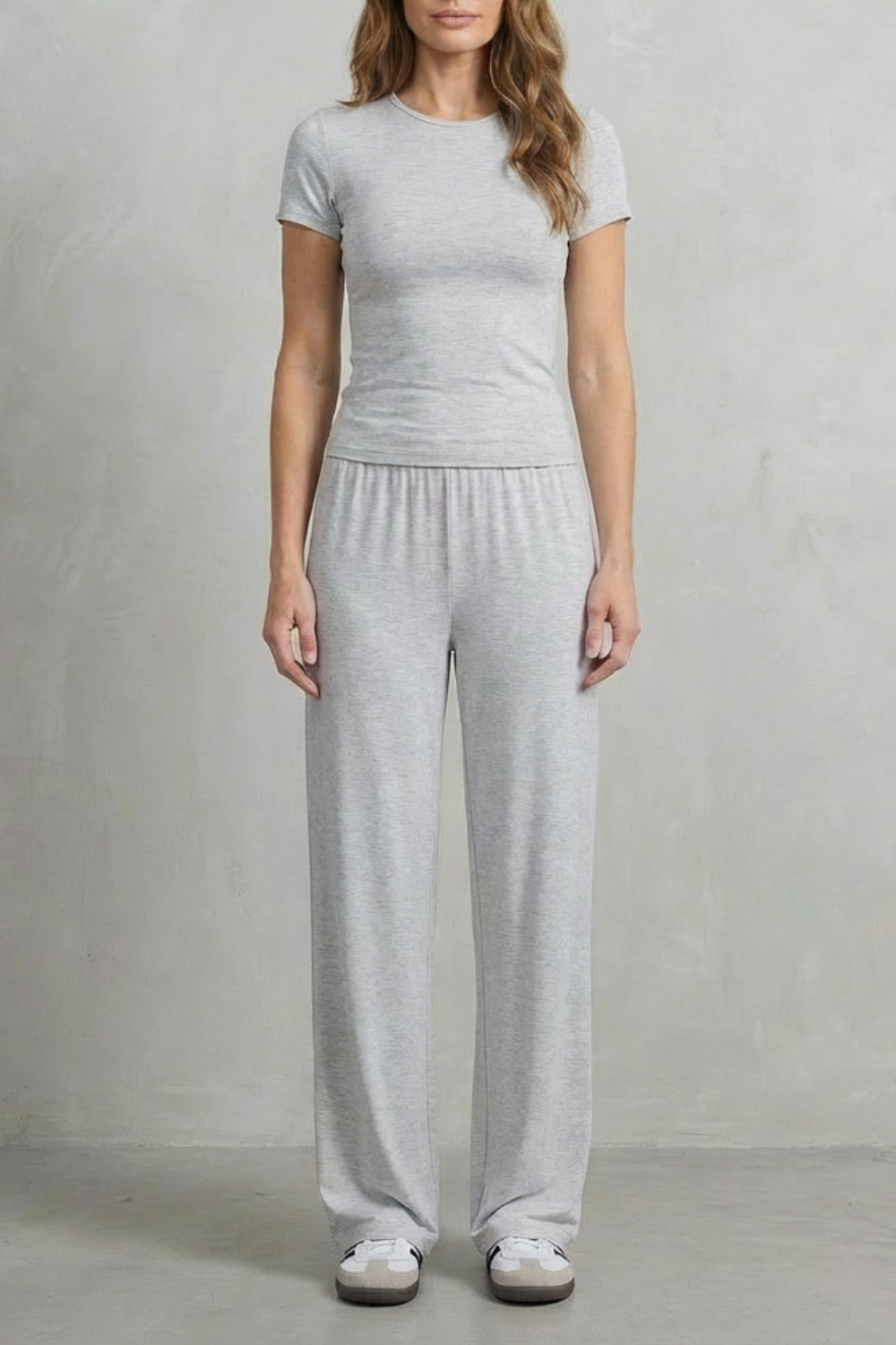 Sleek Simplicity Pure Color Wide-Leg Pants Suit