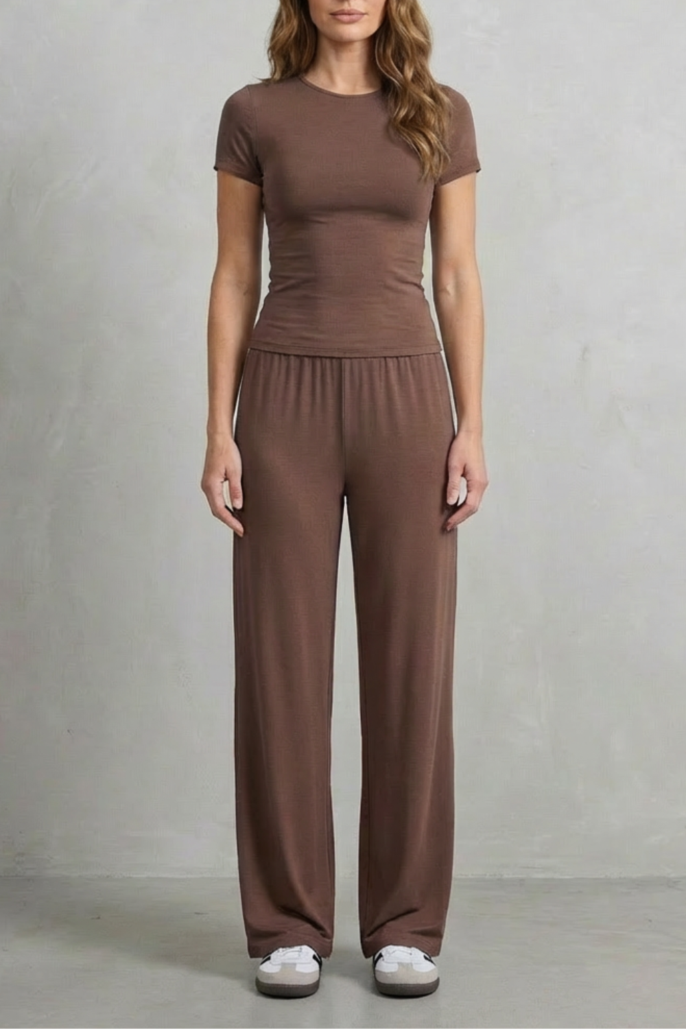 Sleek Simplicity Pure Color Wide-Leg Pants Suit