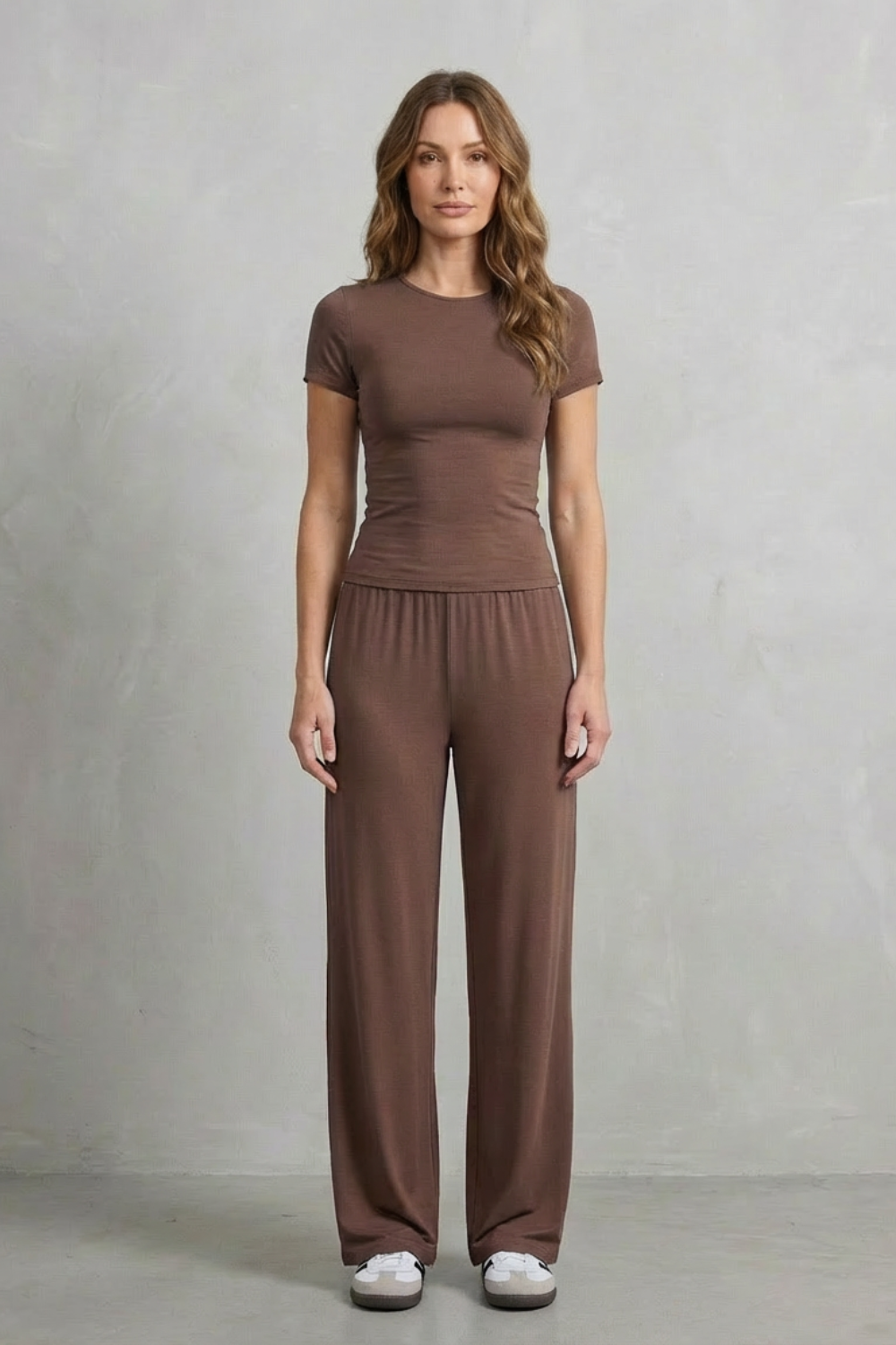 Sleek Simplicity Pure Color Wide-Leg Pants Suit