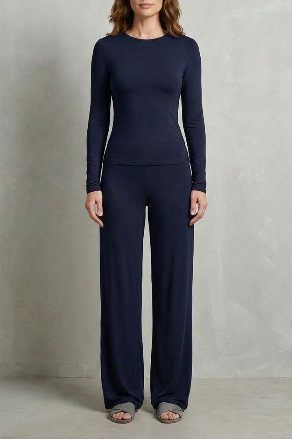 Sleek Simplicity Pure Color Wide-Leg Pants Suit