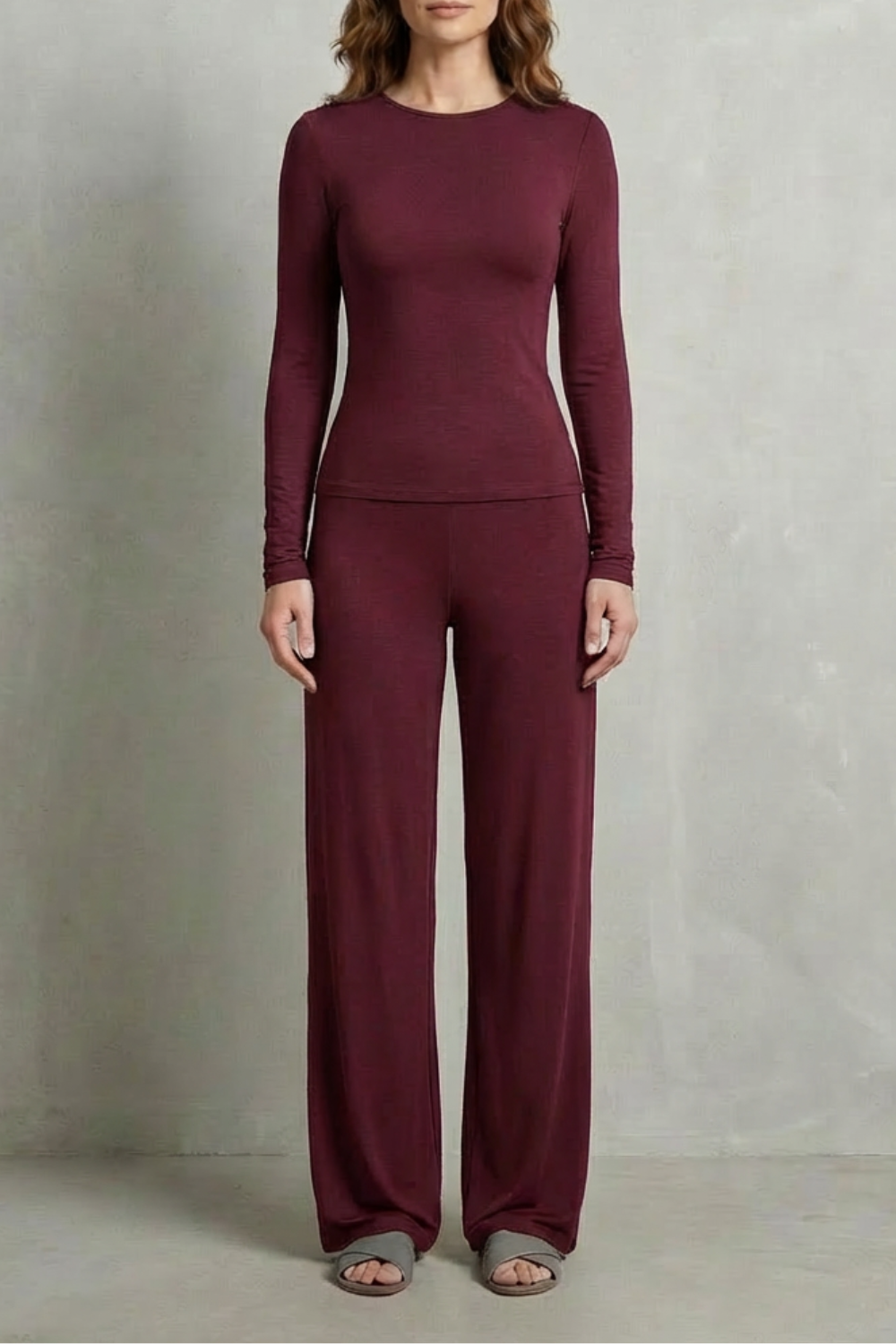 Sleek Simplicity Pure Color Wide-Leg Pants Suit