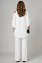 Asymmetric Chiffon Flow Top And Trouser Set