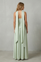Asymmetric Drape Accent Strapless Formal Gown