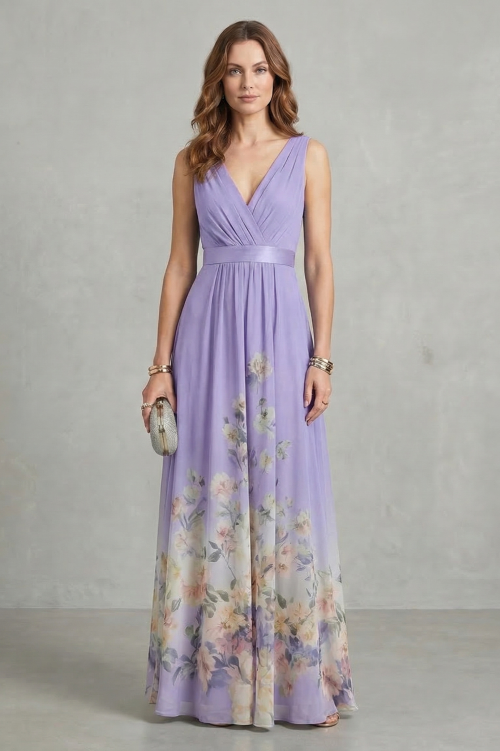 Floral Grace V Neck Maxi Dress