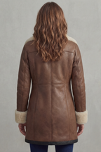 Elisara – Shearling collar – Leather winter coat