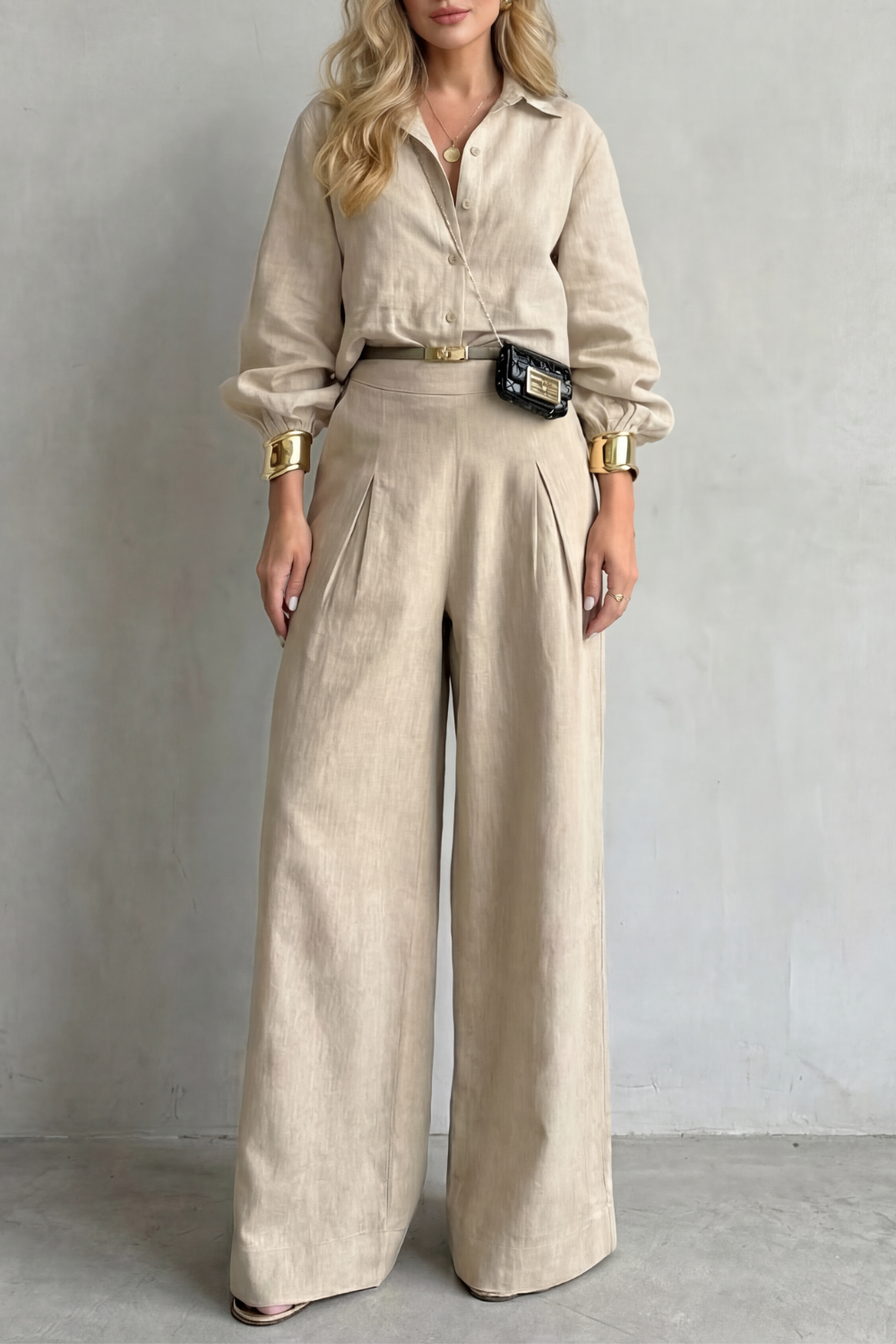 Tailored Elegance Two-piece Wide-leg Set
