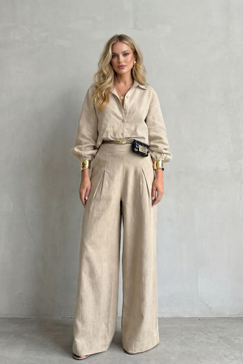 Tailored Elegance Two-piece Wide-leg Set