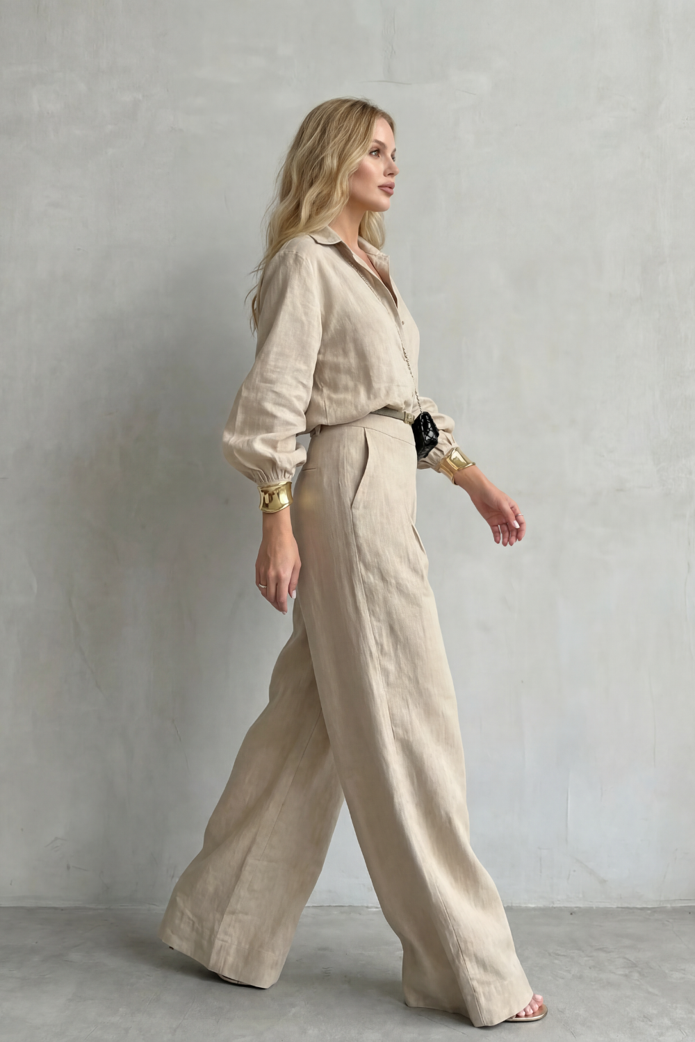 Tailored Elegance Two-piece Wide-leg Set