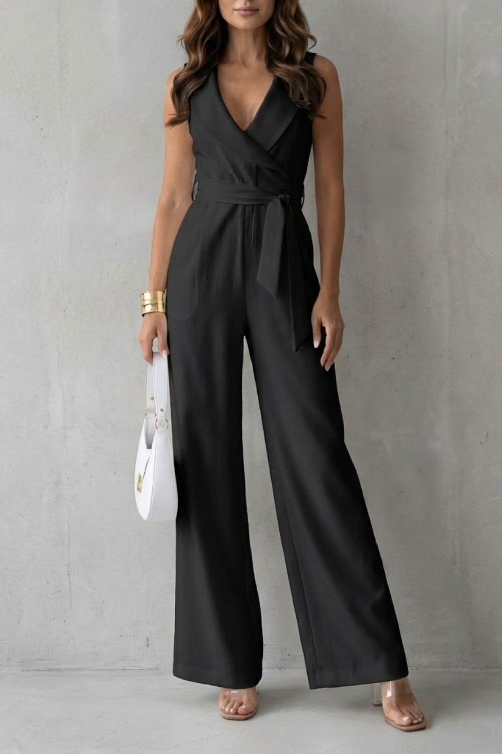 Lapel wrap waist | Tailored jumpsuit