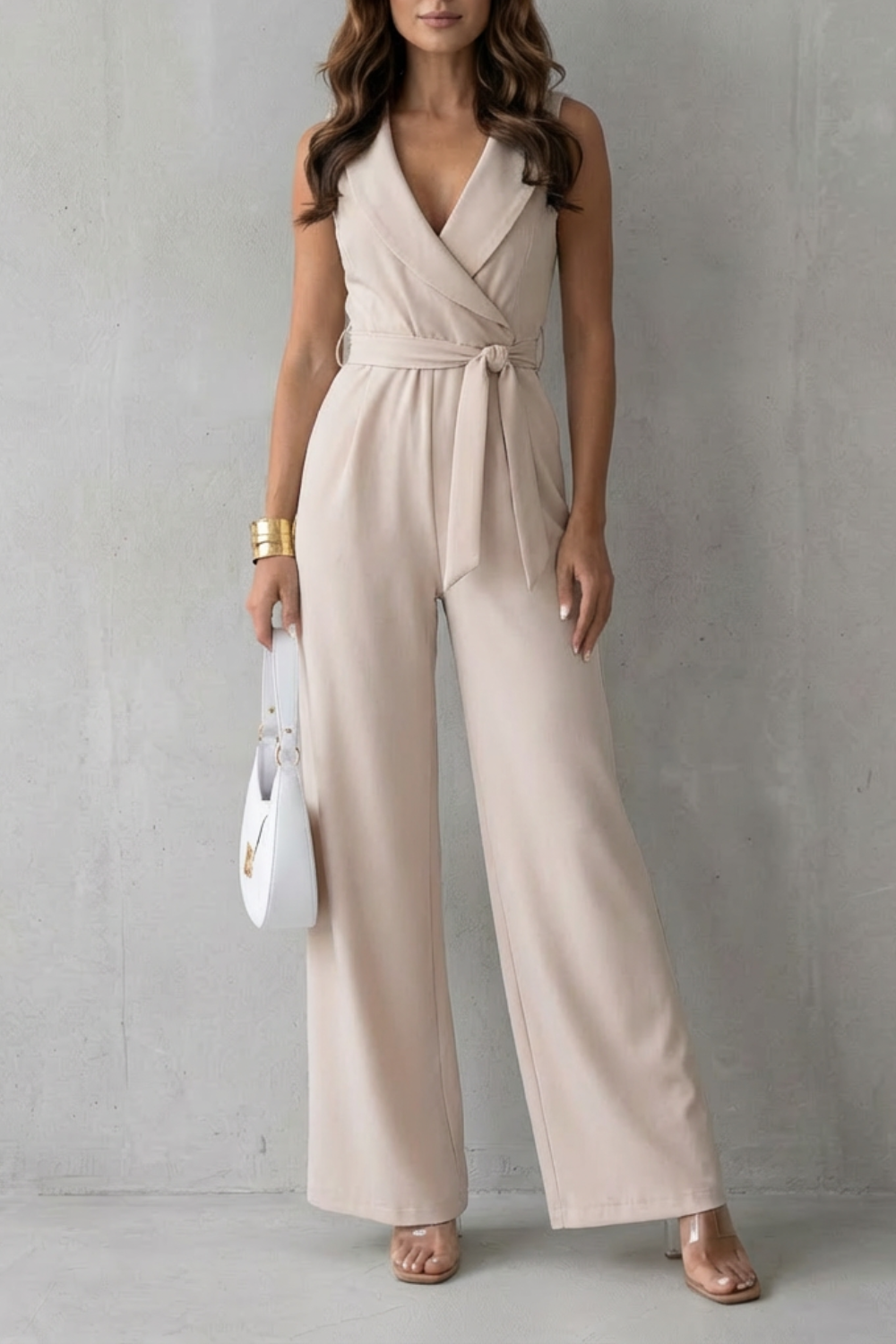 Lapel wrap waist | Tailored jumpsuit