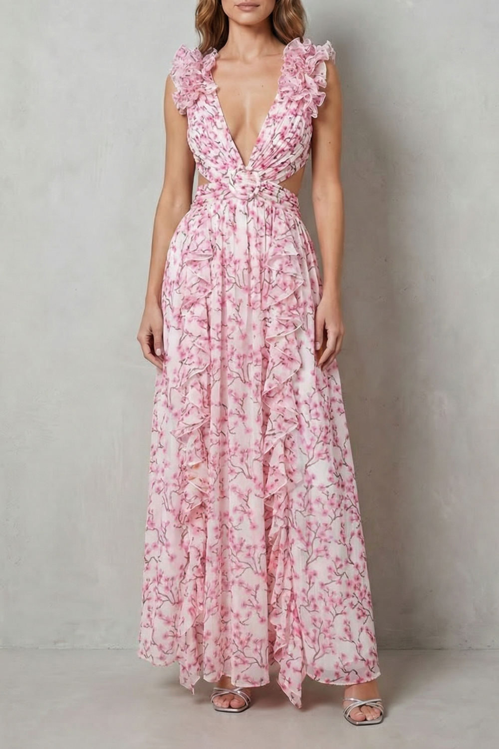 Ruffled Floral Romance Maxi Dress