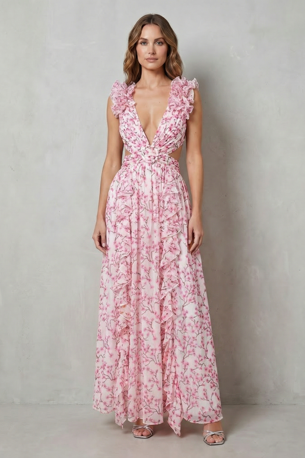 Ruffled Floral Romance Maxi Dress