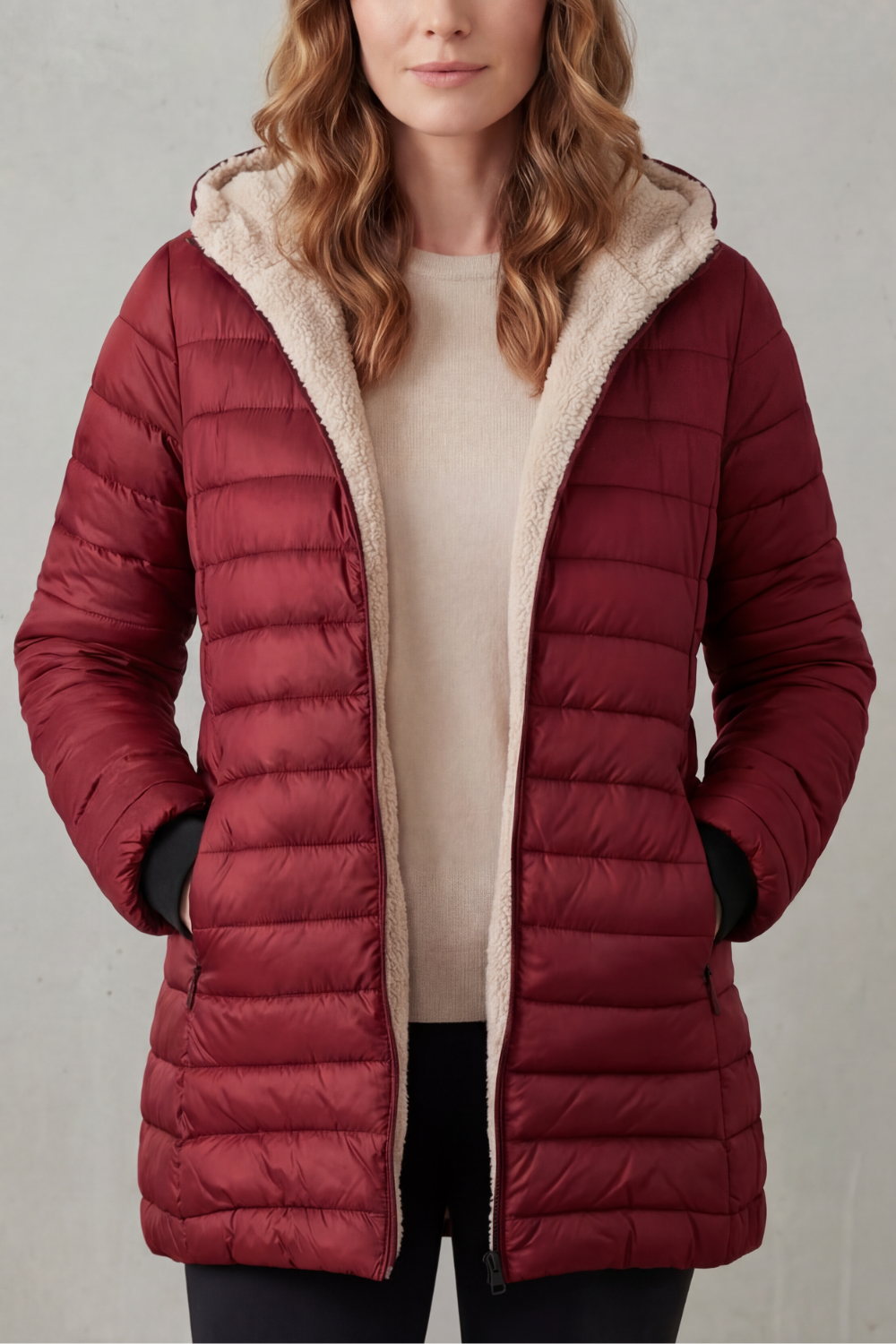 Sherpa lined comfort | Hooded puffer jacket