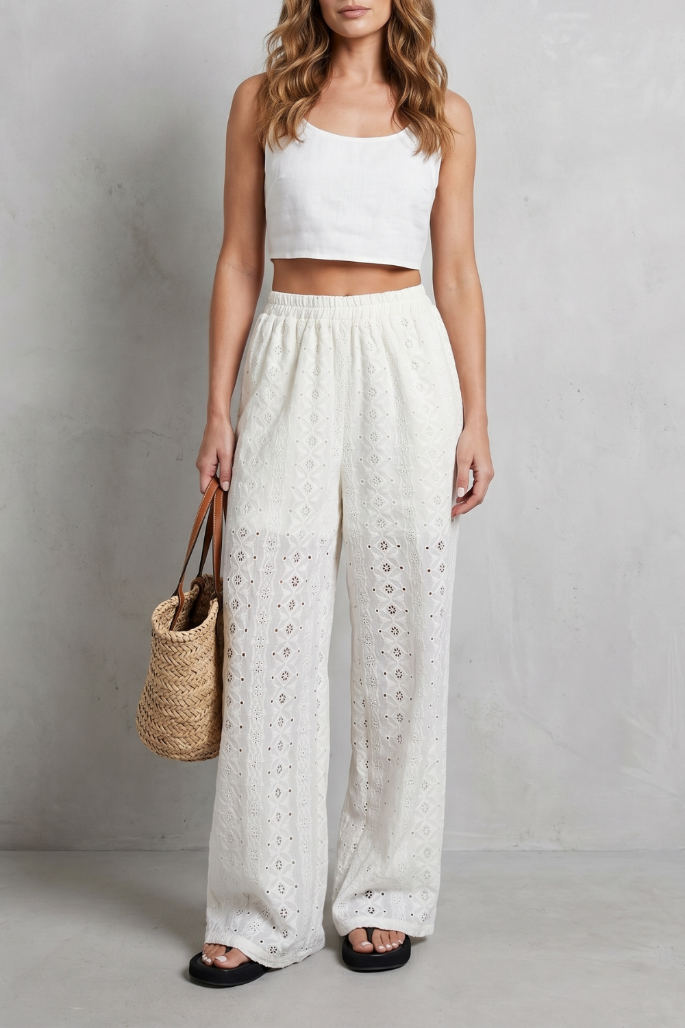 Broderie Anglaise Grace Wide-leg Trousers