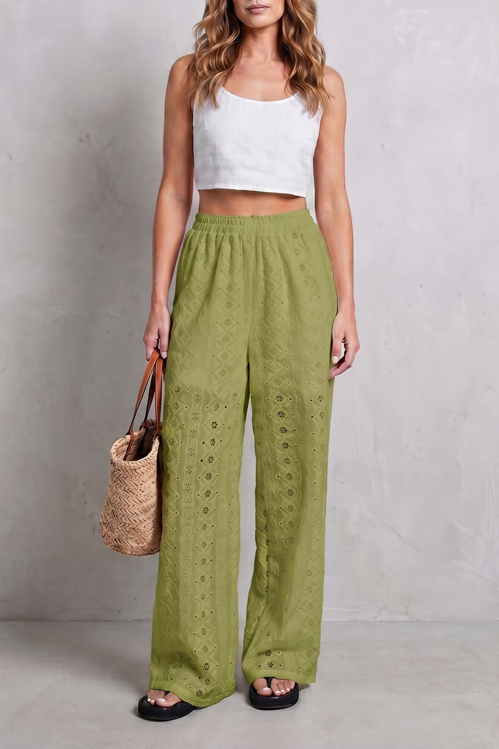 Broderie Anglaise Grace Wide-leg Trousers
