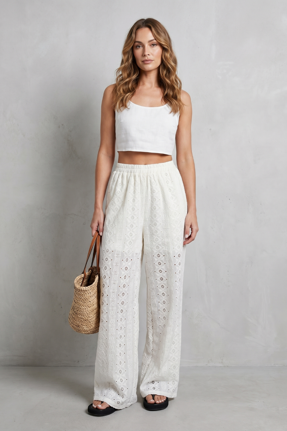 Broderie Anglaise Grace Wide-leg Trousers
