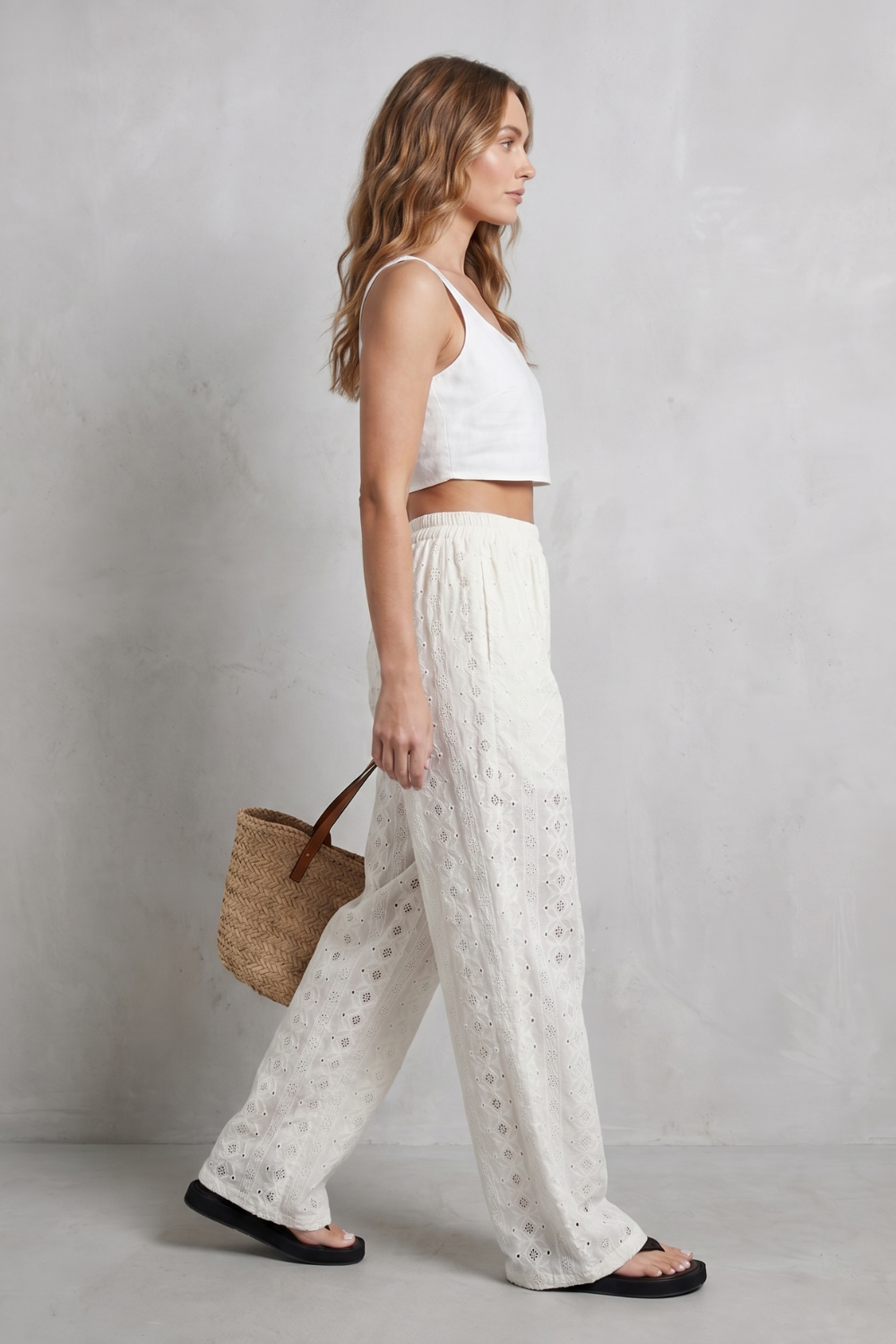 Broderie Anglaise Grace Wide-leg Trousers