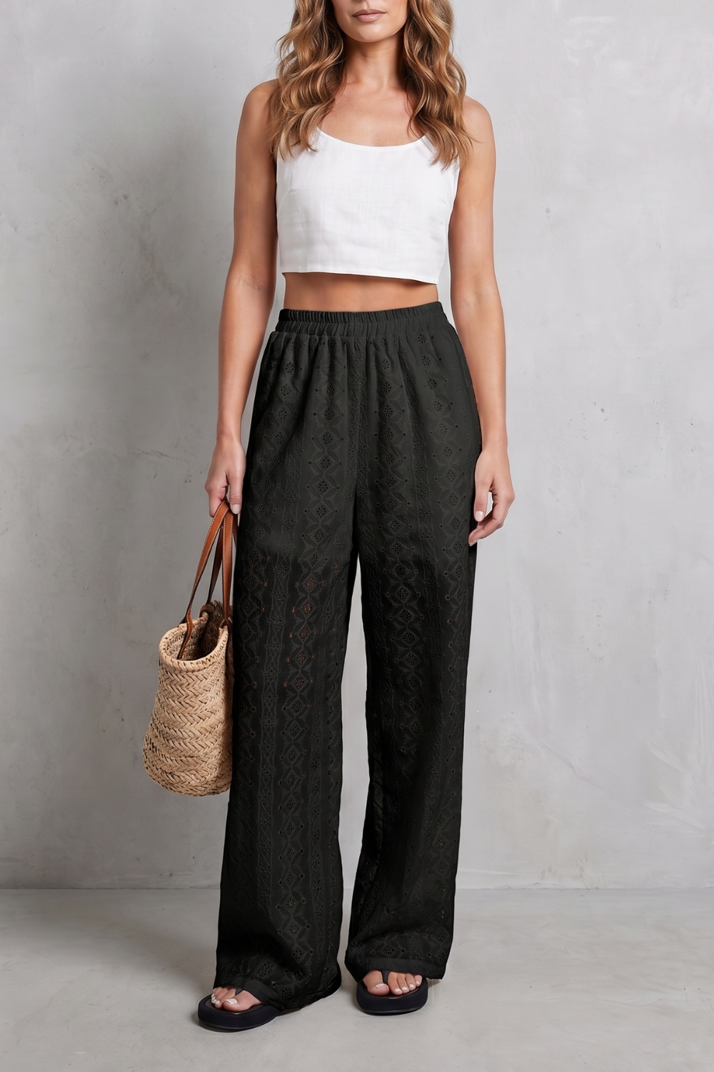 Broderie Anglaise Grace Wide-leg Trousers