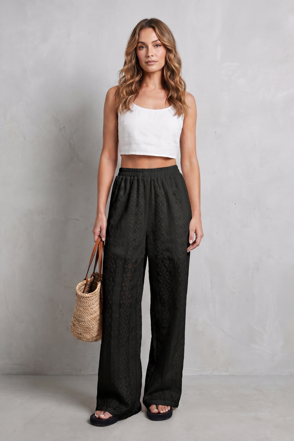 Broderie Anglaise Grace Wide-leg Trousers