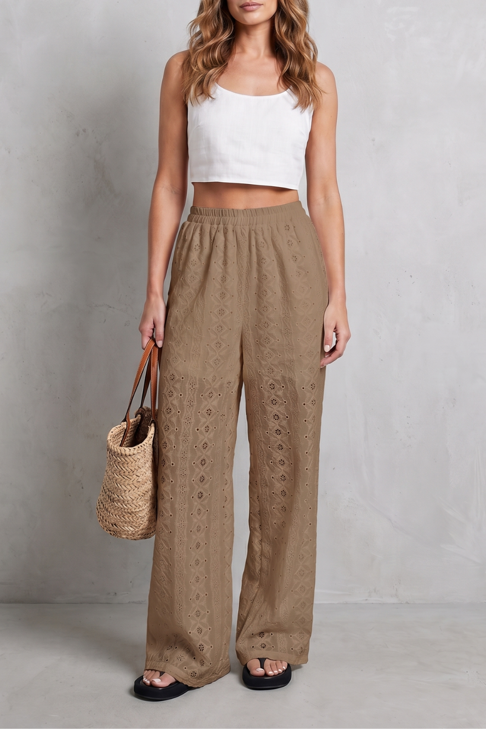Broderie Anglaise Grace Wide-leg Trousers