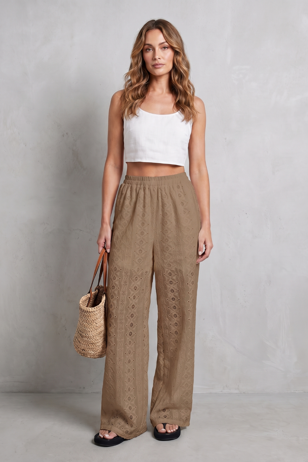 Broderie Anglaise Grace Wide-leg Trousers