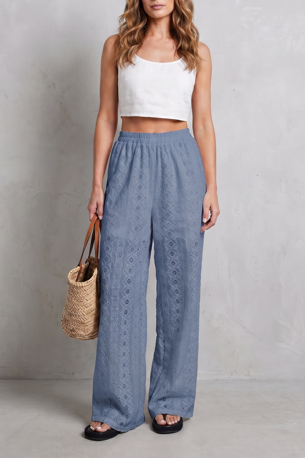 Broderie Anglaise Grace Wide-leg Trousers
