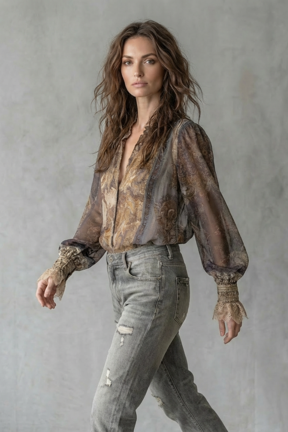 Sheer Paisley Romance Boho Blouse