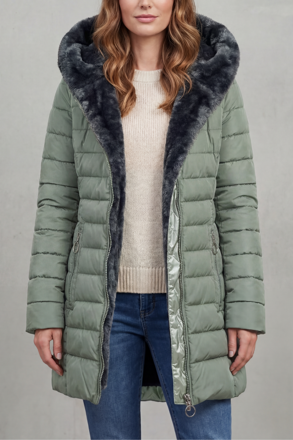 Faux fur lined | Winter parka coat