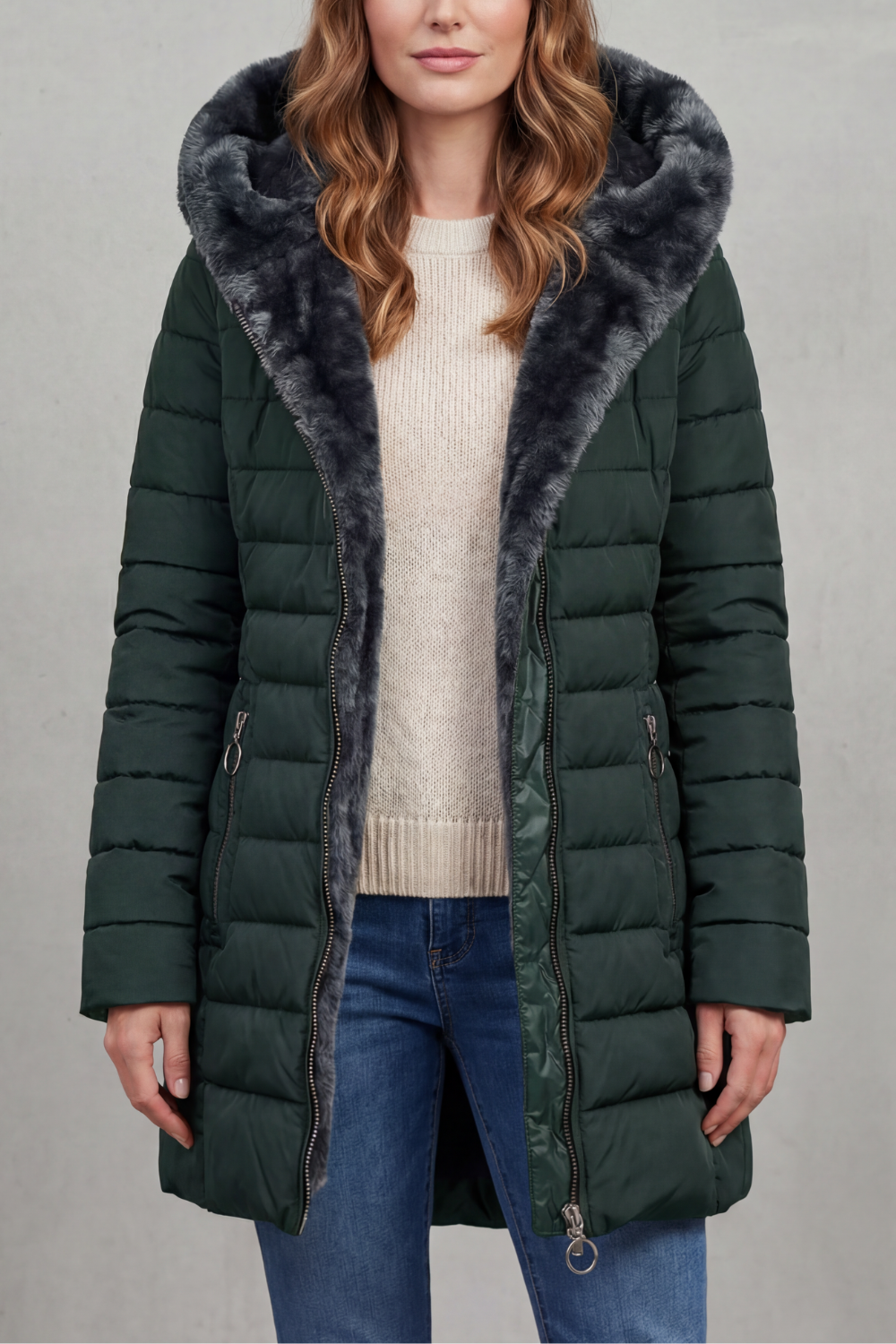 Faux fur lined | Winter parka coat