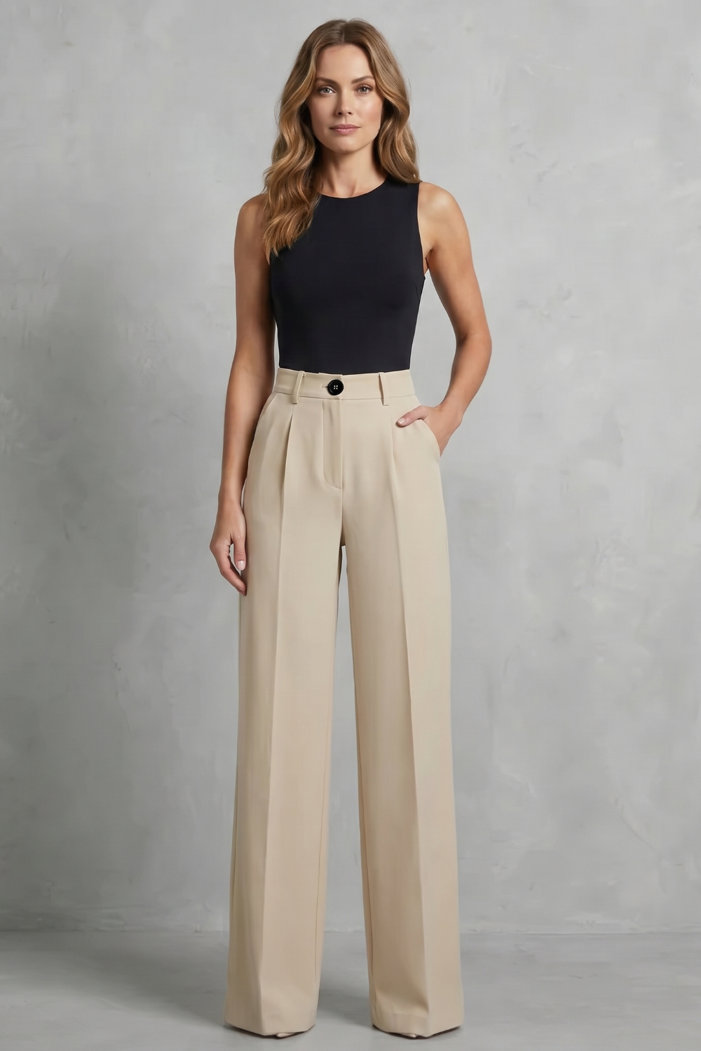Tailored Pleats High-waist Wide-leg Trousers