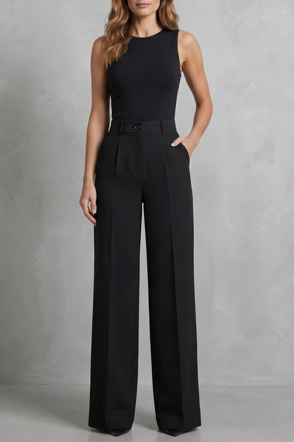 Tailored Pleats High-waist Wide-leg Trousers