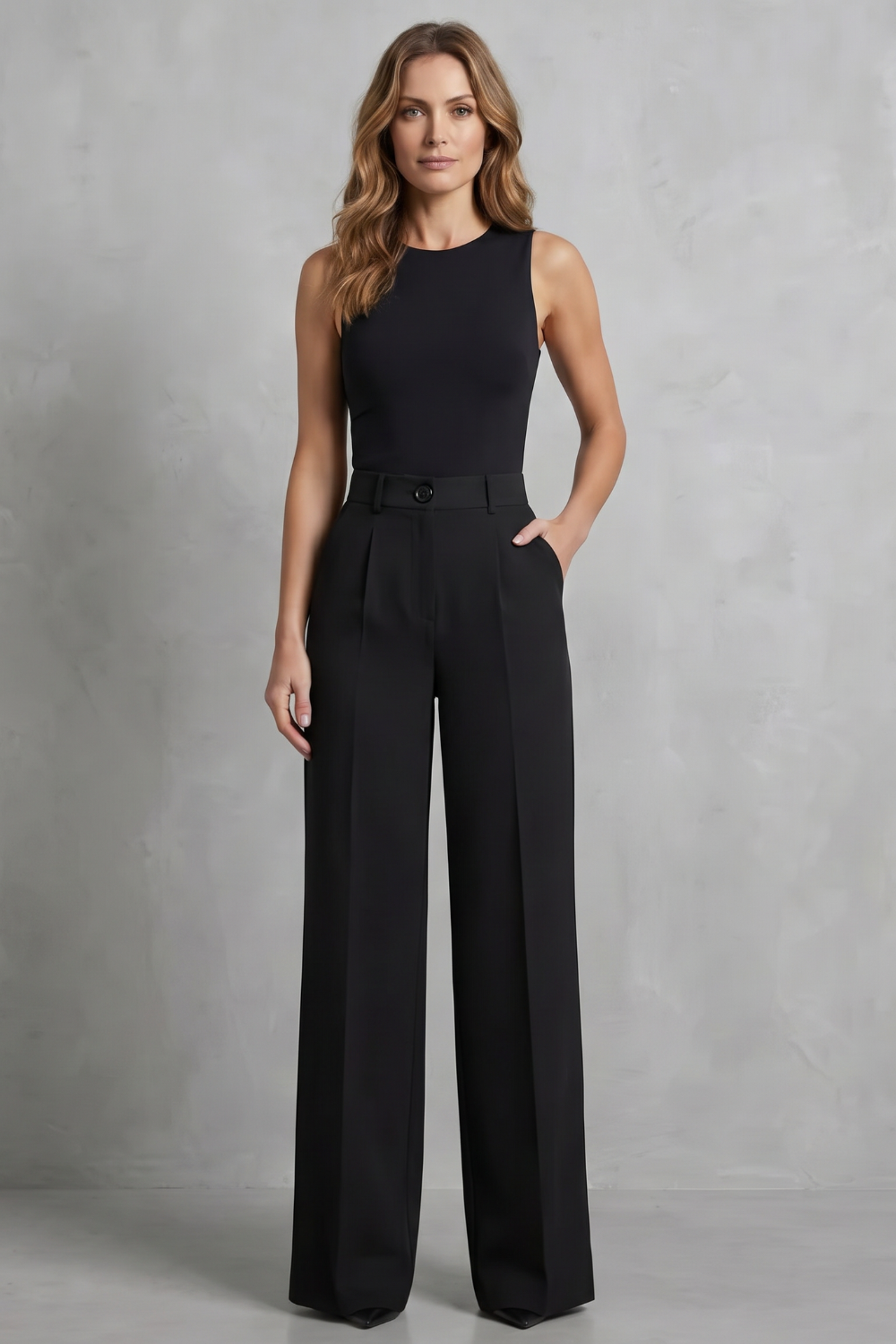 Tailored Pleats High-waist Wide-leg Trousers