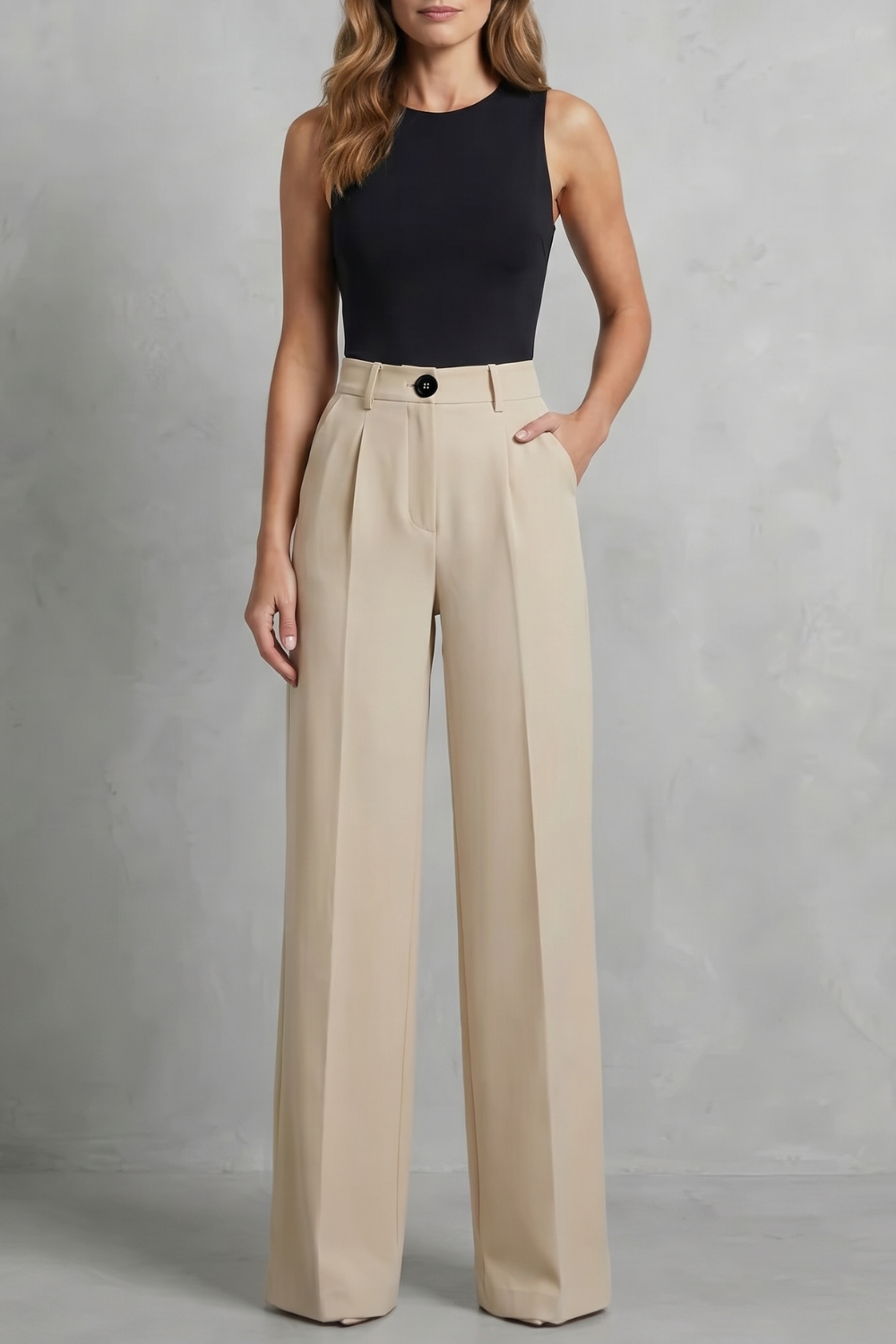 Tailored Pleats High-waist Wide-leg Trousers
