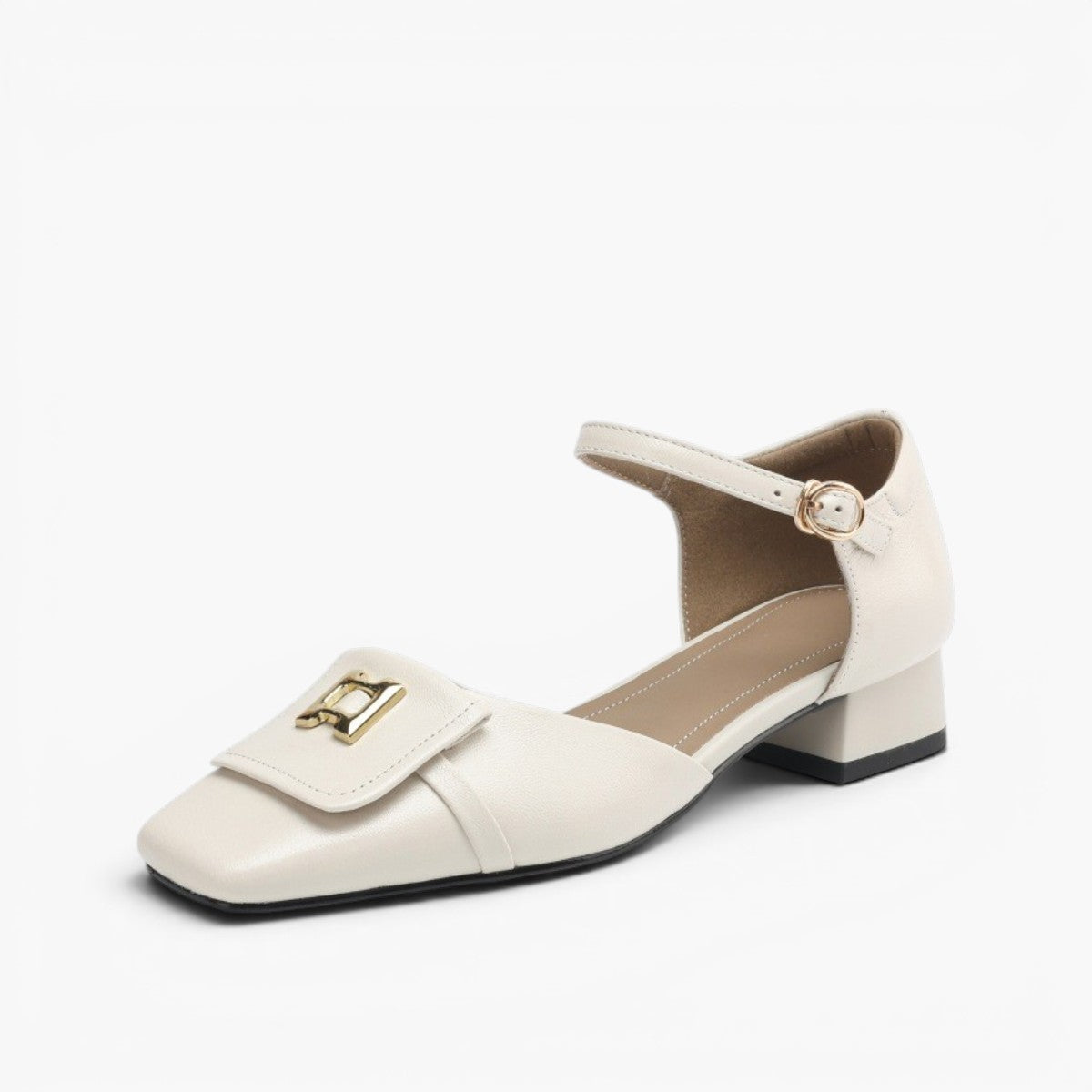 Elvane Buckle Leather Mary-Janes