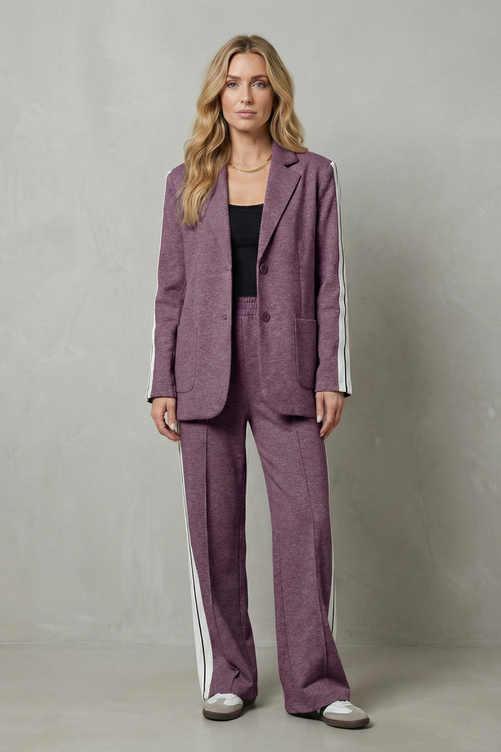 Sporty Tailored Contrast Two Piece Set