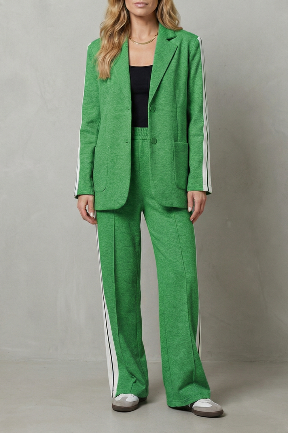 Sporty Tailored Contrast Two Piece Set