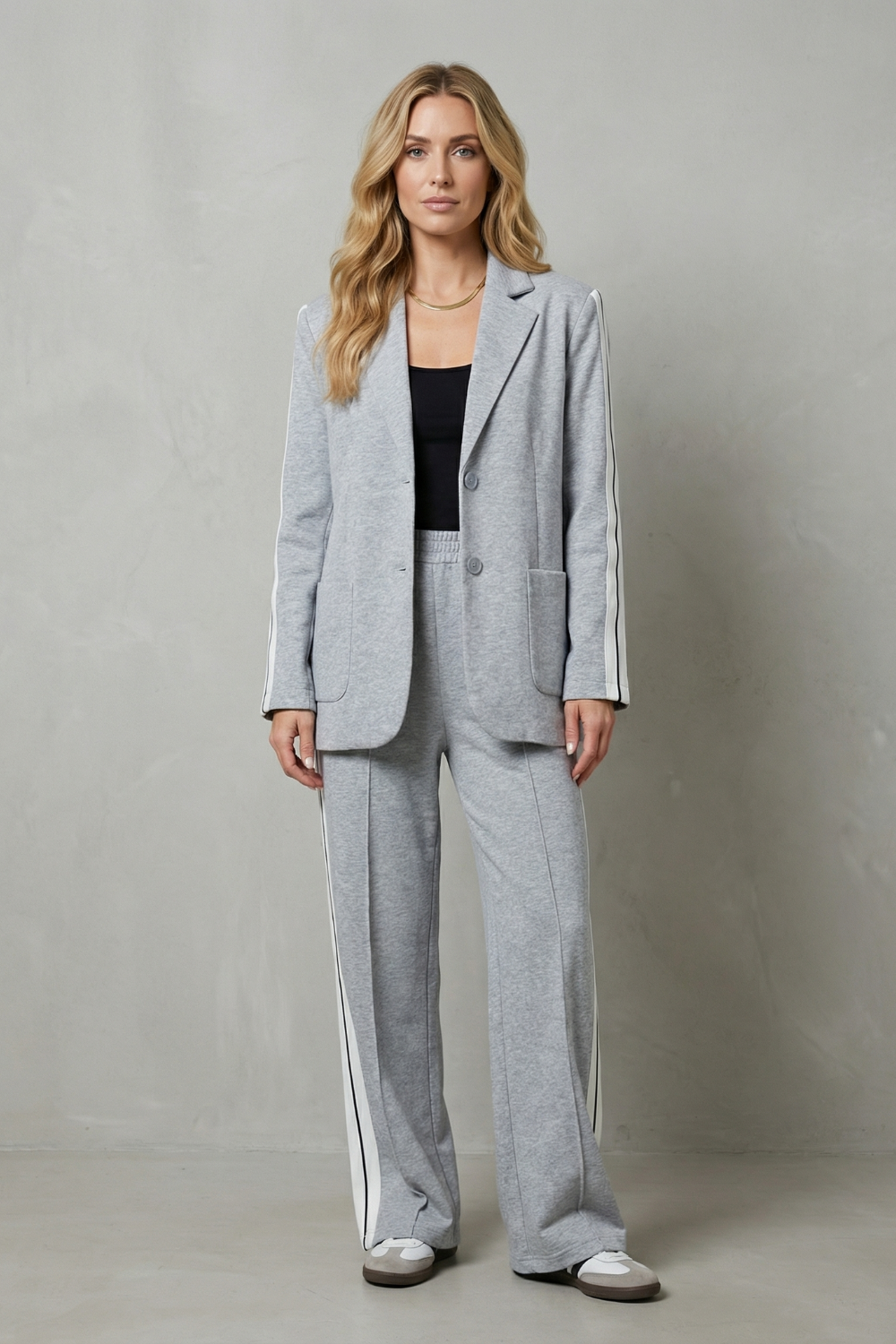 Sporty Tailored Contrast Two Piece Set