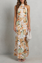 Floral Halter Elegance Maxi Dress