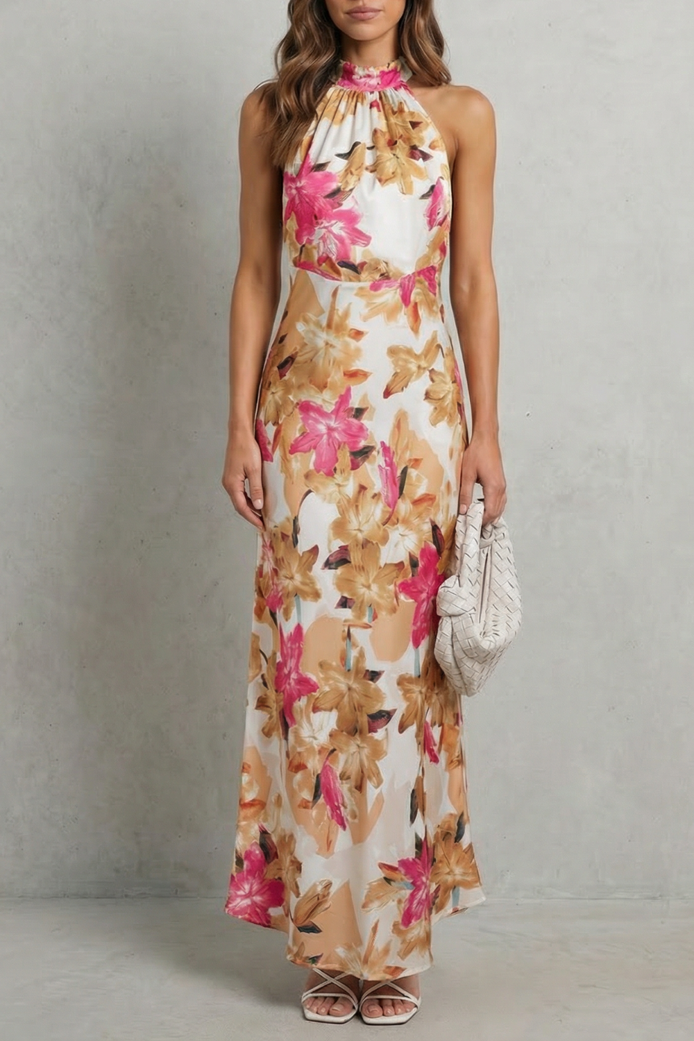 Floral Halter Elegance Maxi Dress