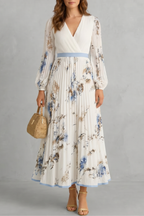 Romantic Pleats Floral Maxi Dress
