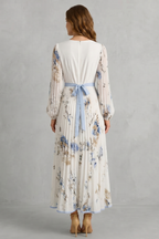 Romantic Pleats Floral Maxi Dress