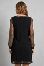 Sheer Sparkle Sleeves Mini Dress