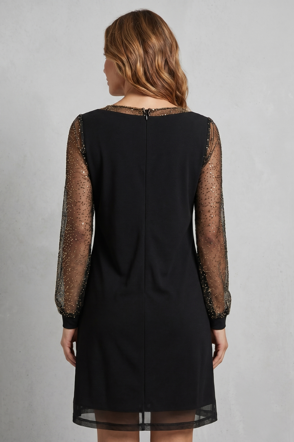Sheer Sparkle Sleeves Mini Dress