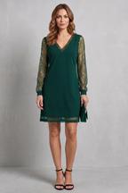 Sheer Sparkle Sleeves Mini Dress