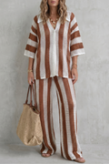 Striped Crochet Texture Summer Co-ord Set