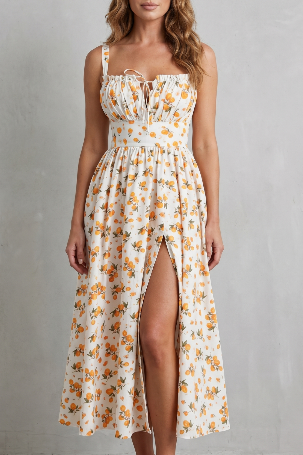 Sweet Fruit Print Romance Maxi Dress