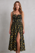 Sweet Fruit Print Romance Maxi Dress